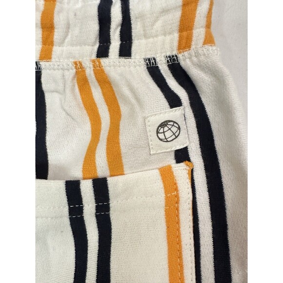 Free Planet Mens L Fleece Lined Striped Shorts Cotton Casual White Orange Black - Picture 8 of 9